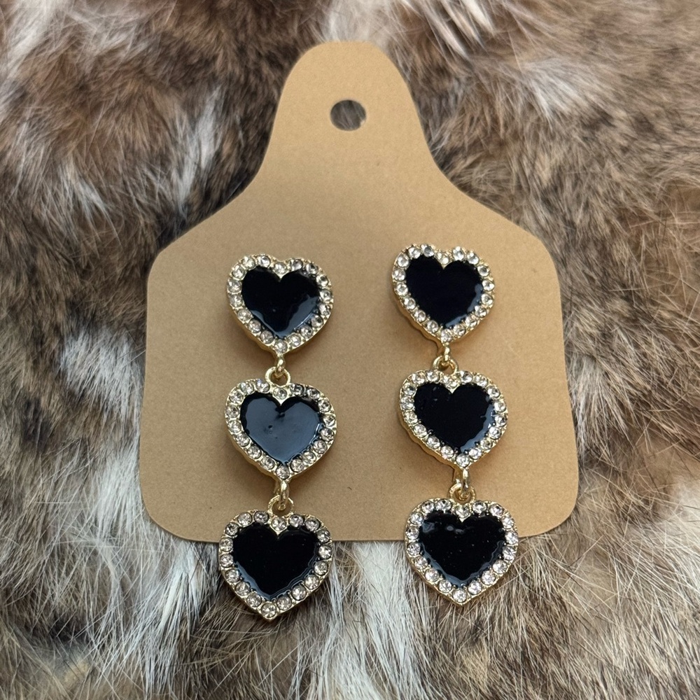 Heart shaped long earrings